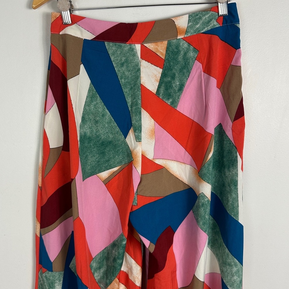 Luukse Wide Leg High Rise Pants Womens Sz Large Multicolour Geometric Print Boho - Picture 12 of 16